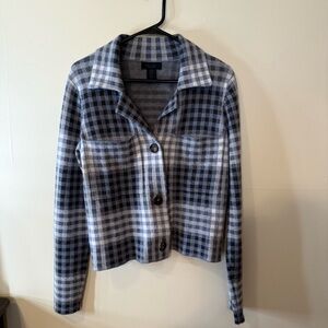 RACHEL Rachel Roy Blue and White Gingham Blazer Lightweight